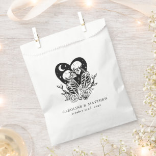 Sachets En Papier Amants jusqu'à la mort Squelettes et roses Mariage