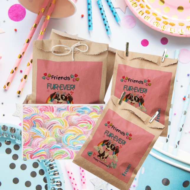 Sachets En Papier Amis Fur-Ever mignon salle de classe Chiot (Cute puppy illustration to make any kid happy.)
