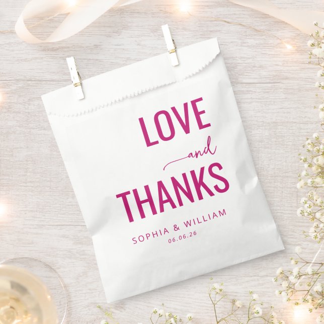 Sachets En Papier Amour Chaud Magenta Merci (Coupé)