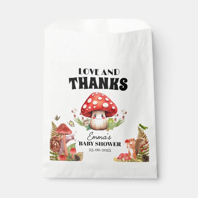 Sachets En Papier Amour et Merci Baby shower de la teigne des champi (Devant)