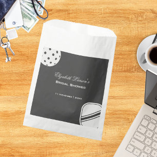 Sachets En Papier Amoureux de Pickleball Fête de Mariage Noir & Blan