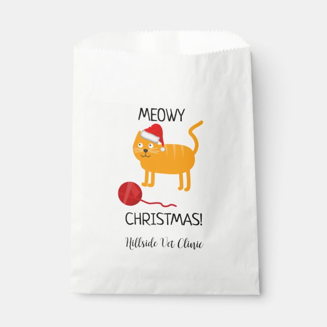 Sachets En Papier Amusant Chat Orange Meowy Sac de Noël Favoriser (Devant)