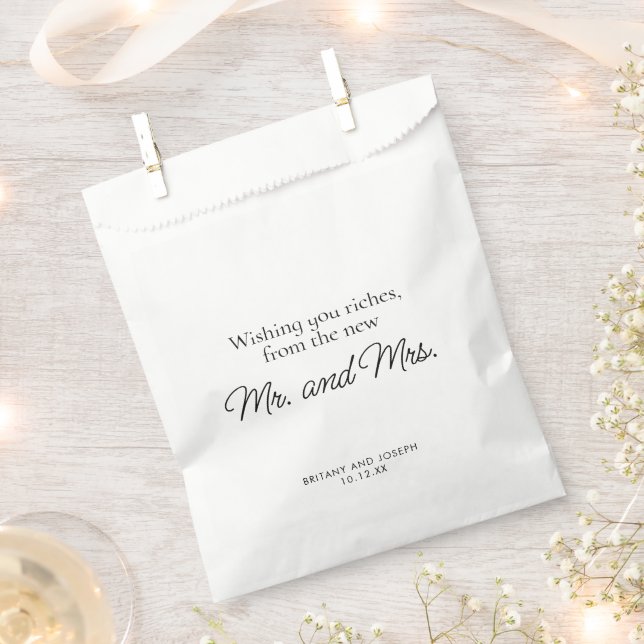 Sachets En Papier Amusant vous souhaite richesse noir blanc Mariage (Coupé)