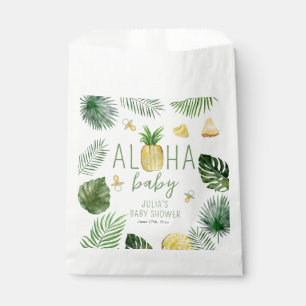 Sachets En Papier Ananas & Pacificateurs Aloha Baby shower vert