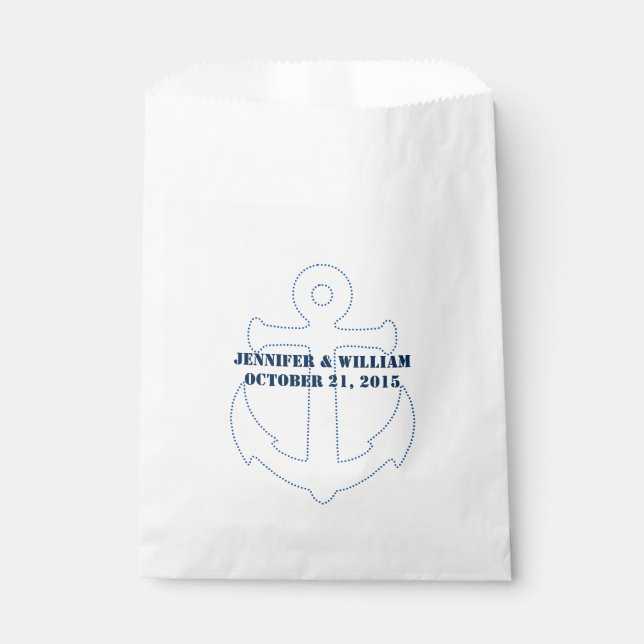 Sachets En Papier Ancre nautique Personnalisé Mariage Faveur Sac (Devant)