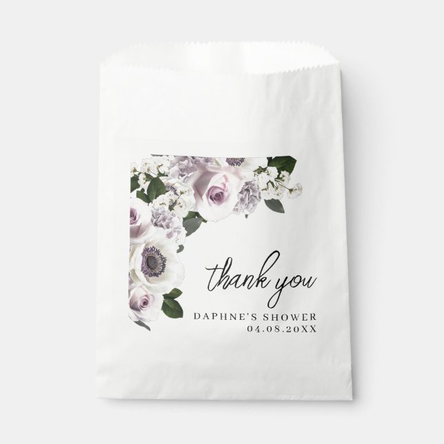 Sachets En Papier Anémone Moody Noir & Fête des mariées Florale Viol (Devant)