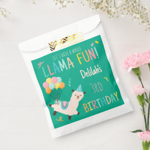 Sachets En Papier Animaux de fête Llama Anniversaire Filles Vert