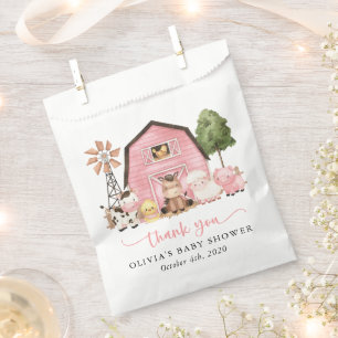 Sachets En Papier Animaux de la ferme, Animaux mignons, Grange rose,