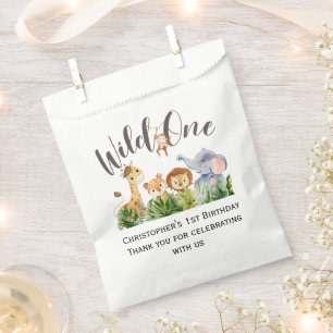 Sachets En Papier Animaux de safari de la Jungle Wild One pour 1er a