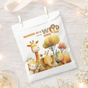 Sachets En Papier Animaux de safari festifs mignons WILD ONE 1er ann