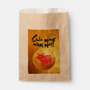Sachets En Papier Année de porc 2019 Salutation en faveur d'or vietn
