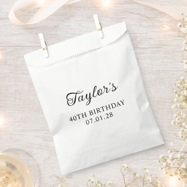 Sachets En Papier Anniversaire 40 ans Curly Script (Coupé)
