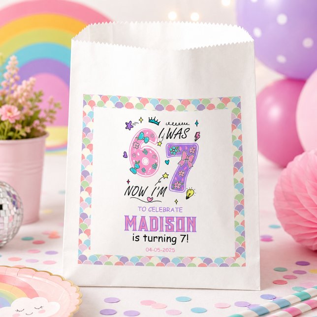 Sachets En Papier Anniversaire 7 ans Arc-en-ciel | J'avais 6 ans, ma (Rainbow 7th Birthday | I Was 6, Now 7 | Kids Favor Bag
)