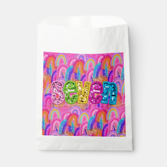 Sachets En Papier Anniversaire arc-en-ciel 7 ans (Devant)
