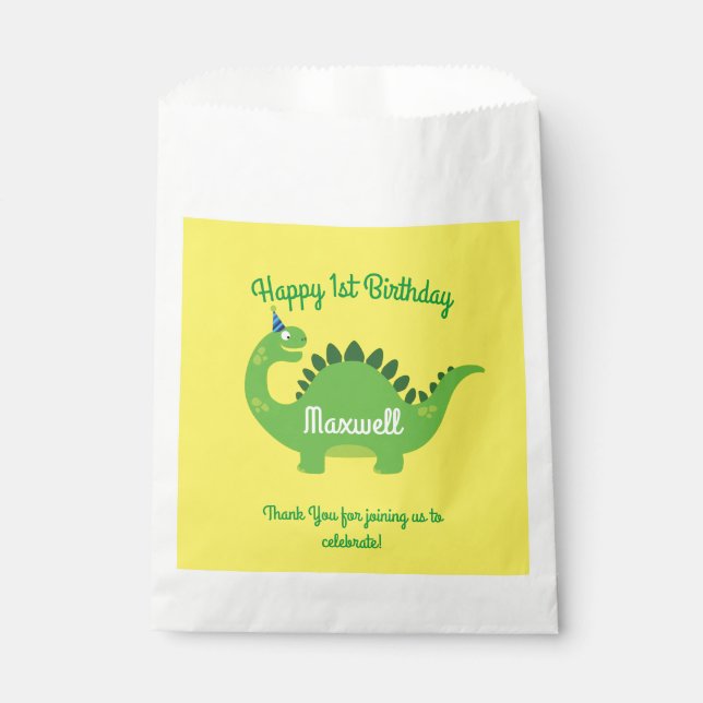 Sachets En Papier Anniversaire de Dinosaur (Devant)