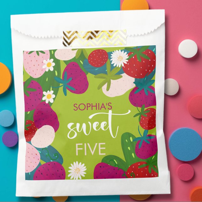 Sachets En Papier Anniversaire de enfant de fraise sucrée (Créateur téléchargé)
