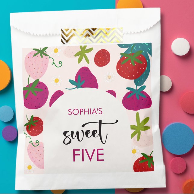 Sachets En Papier Anniversaire de enfant de fraise sucrée (Créateur téléchargé)