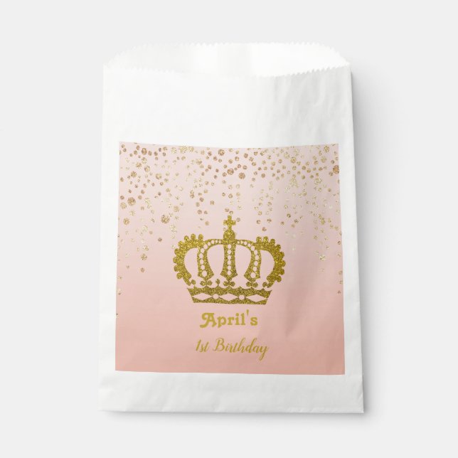 Sachets En Papier Anniversaire de la couronne d'or personnalisée (Devant)