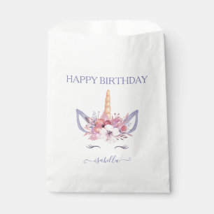 Sachets En Papier Anniversaire de l'aquarelle florale de licorne
