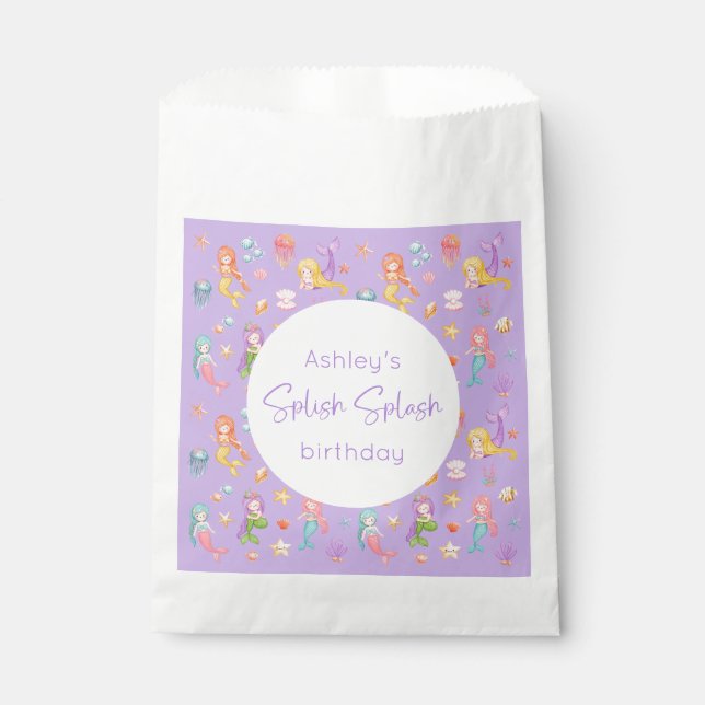 Sachets En Papier Anniversaire de Mermaid (Devant)