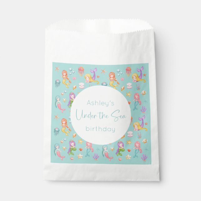 Sachets En Papier Anniversaire de Mermaid (Devant)