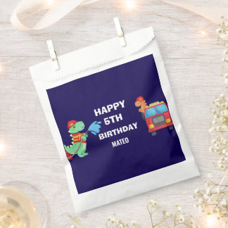 Sachets En Papier Anniversaire de pompier de dino pour enfants f