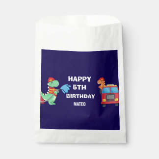 Sachets En Papier Anniversaire de pompier de dino pour enfants f
