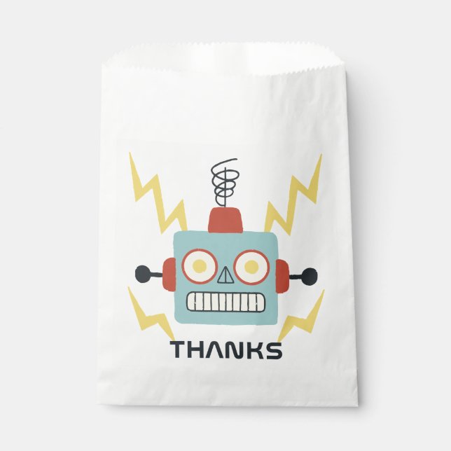 Sachets En Papier Anniversaire des robots de jouets (Devant)