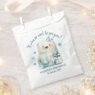 Sachets En Papier Anniversaire d'hiver des ours pingouins et polaire