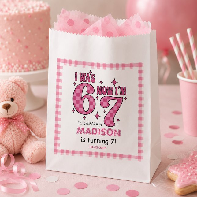 Sachets En Papier Anniversaire drôle de 7 ans | Fête « J'avais 6 ans (Funny 7th Birthday | “I Was 6, Now 7” Party Favor Bag
)