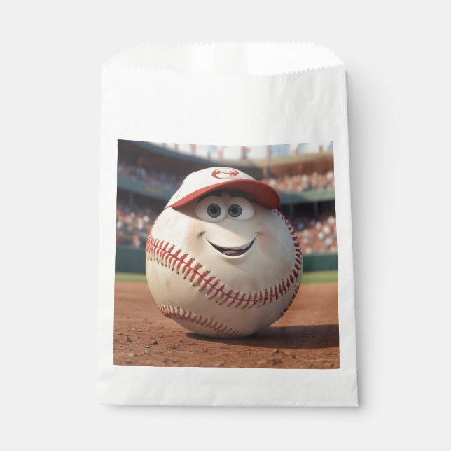 Sachets En Papier Anniversaire du baseball de dessin (Devant)