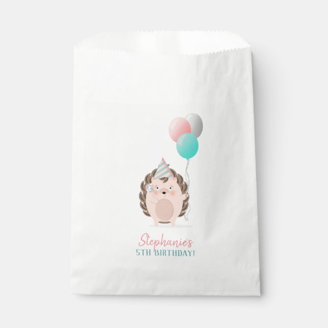 Sachets En Papier Anniversaire du Hérisson mignon (Devant)