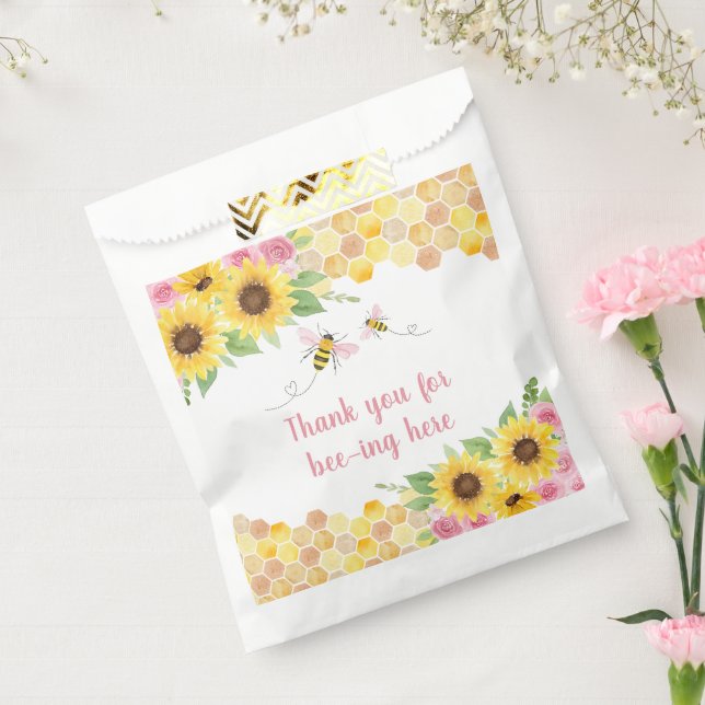 Sachets En Papier Anniversaire du tournesol d'abeille rose (Scellé)