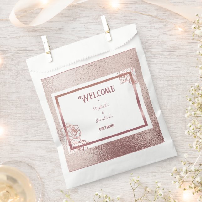 Sachets En Papier Anniversaire jumeau double adulte en bronze (Coupé)