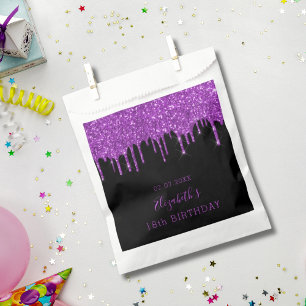 Sachets En Papier Anniversaire noir violet parties scintillant goutt