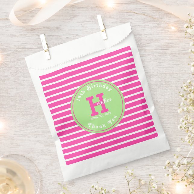 Sachets En Papier Anniversaire Pink ⎮ Blanc Vert (Coupé)