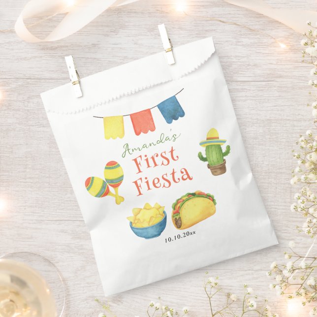 Sachets En Papier Anniversaire premier de Fiesta Aquarelle (Coupé)