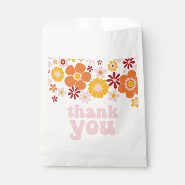 Sachets En Papier Anniversaire rétro floral funky (Devant)