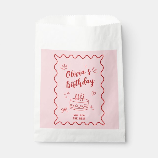 Sachets En Papier Anniversaire rouge et rose (Devant)