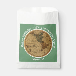 Sachets En Papier Antique 1786 Western Hemisphere Map Party