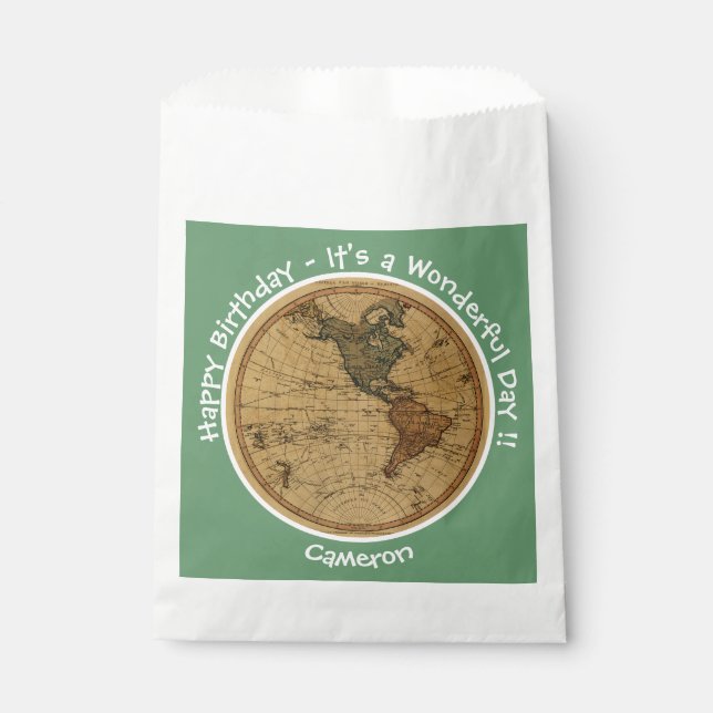 Sachets En Papier Antique 1786 Western Hemisphere Map Party (Devant)