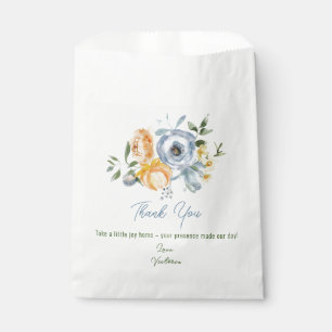 Sachets En Papier Apricot Aquarelle et Fleurs sauvages Bleus Pastel