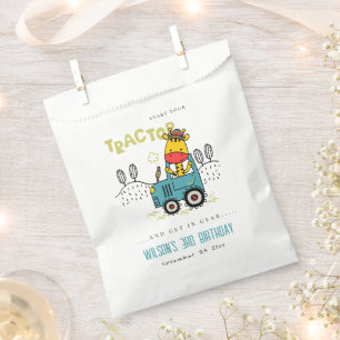 Sachets En Papier Aqua Giraffe Bleue Dans Ferme Tracteur Garçons Ann