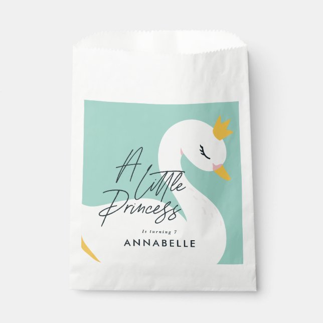Sachets En Papier Aqua girly élégante photo belle fête de cygne (Devant)