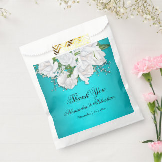 Sachets En Papier Aqua romantique et Mariage Rose