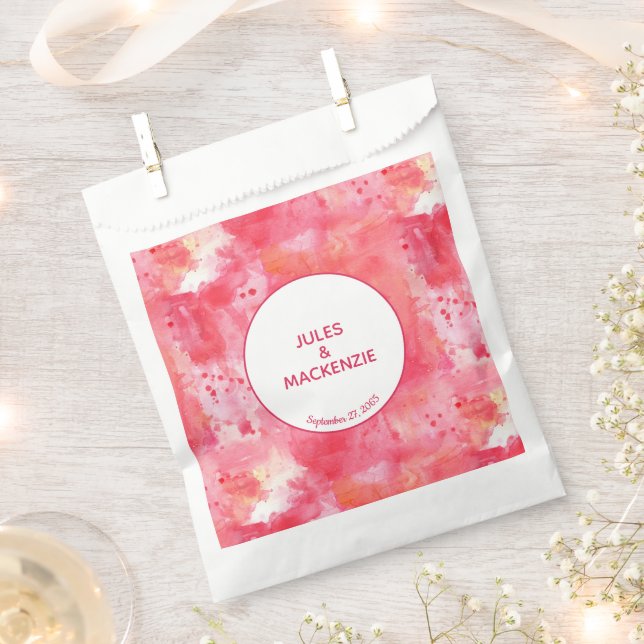 Sachets En Papier Aquarelle Abstraite moderne Mariage rose (Coupé)