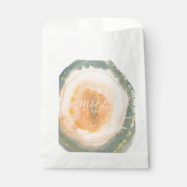 Sachets En Papier Aquarelle Agate Coral Geodes Mariage (Devant)