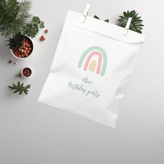 Sachets En Papier Aquarelle arc-en-ciel minet jaune fête d'anniversa (Créateur téléchargé)