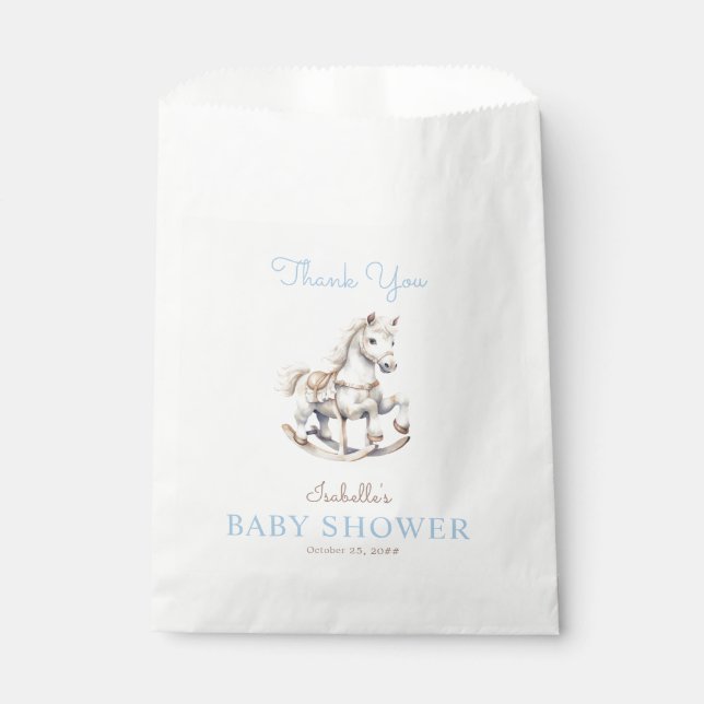 Sachets En Papier Aquarelle Baby shower Cheval Rocse (Devant)