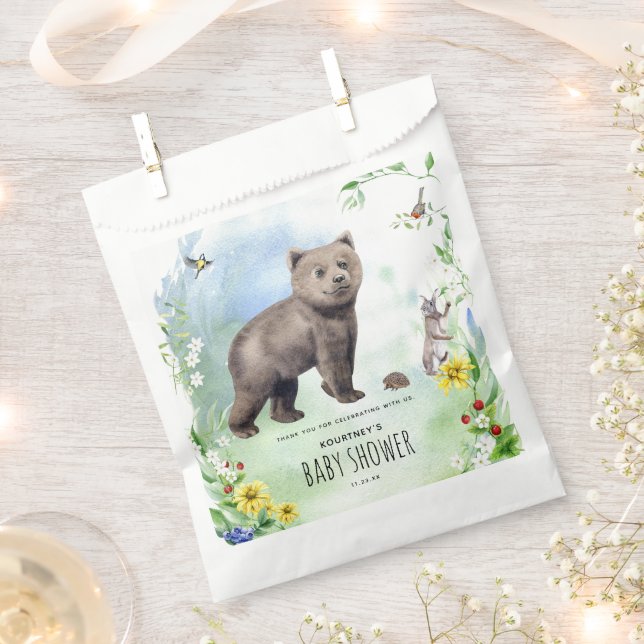 Sachets En Papier Aquarelle Baby shower des animaux de la forêt de b (Coupé)